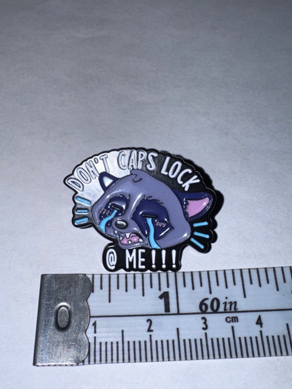 Raccoon Don’t CAPS lock at me Pin Brooch